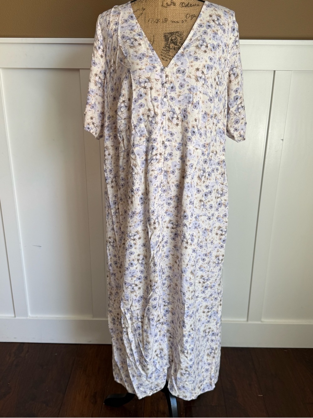 Boho Floral Maxi Dress Prairie Dress Cottage Chic Romantic Garden Party Dress - Picture 1 of 7